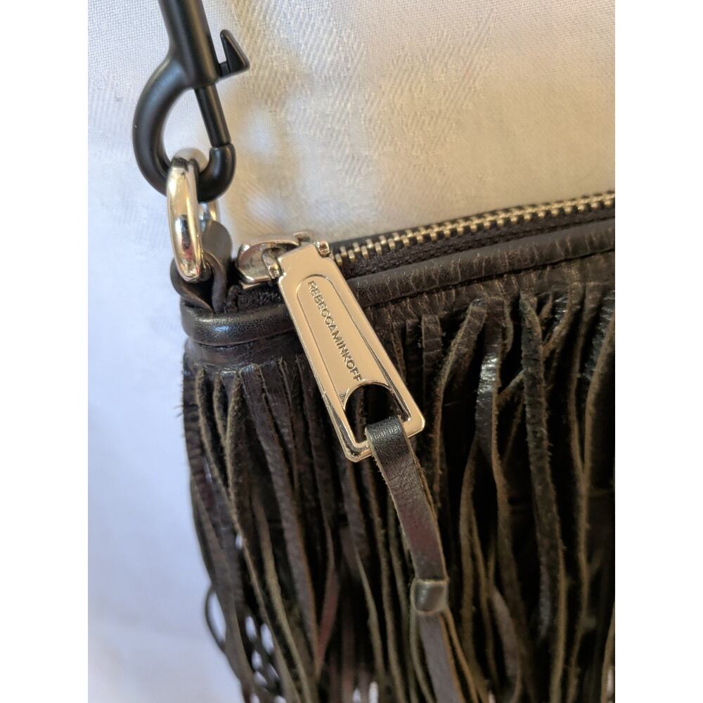 Rebecca Minkoff Fringe Black Crossbody Hippie Boho Leather Bag Purse - Picture 6 of 12